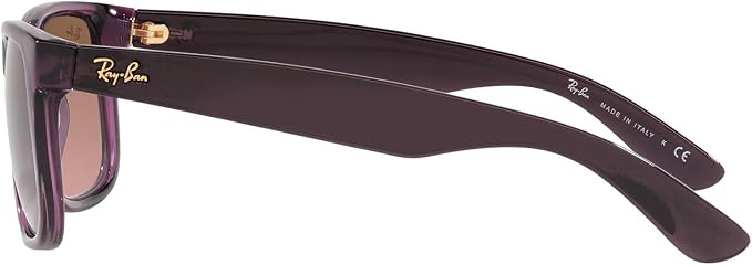 RAY BAN JUSTIN POLISHED TRANSPARENT VIOLET FRAME PINK BROWN GRADIENT LENSES 50MM - Like New