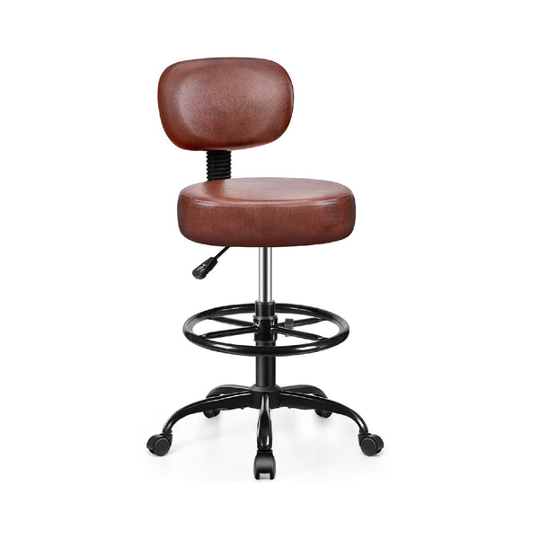 17 STORIES D16 ADJUSTABLE FOOT REST ROLLING STOOL WITH WHEELS - EMBER BROWN - Like New