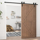 HomLxclx 7.5ft Bypass Sliding Barn Door Hardware Kit B08P2RKFCK - Black - Like New