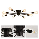 UOFUS 8 Light Semi Flush Mount Ceiling Light Fixtures Modern Chandelier - Black - Like New