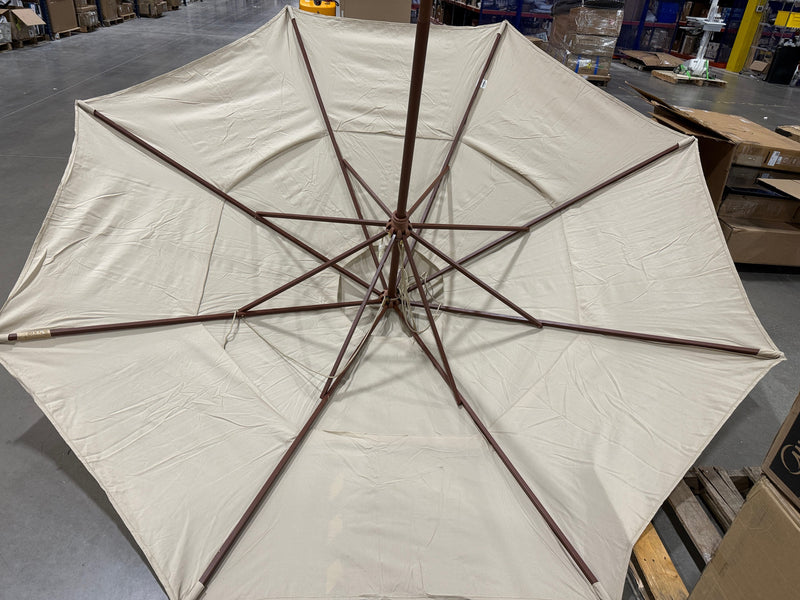 CALIFORNIA UMBRELLA 10FT MARENTI WOODEN SUNBRELLA PATIO - ANTIQUE BEIGE - Like New