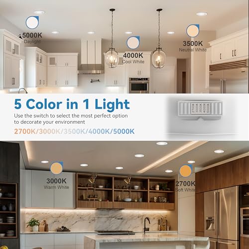 GONGOO LIFESTYLE 6 PACK LED RECESSED LIGHT 6INCH 5CCT FLAT LED CAN LIGHTS - Like New