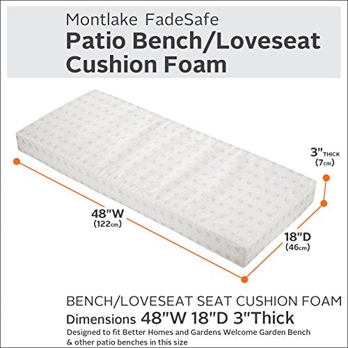 Classic Accessories 21 x 25 x 5 Inch Patio Lounge Seat Cushion Foam - White - Brand New