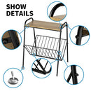 AMOBRO Side Table Modern End Table with Magazine Holder Wood & Metal - Like New