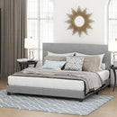 FURINNO LAVAL BUTTON TUFTED UPHOLSTERED PLATFORM BED FRAME - KING, GLACIER - Like New