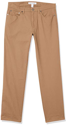 AMAZON ESSENTIALS MEN'S PANTS, RELAXED, 5-POCKETS, TWILL 31W X 30L - DARK KHAKI - Brand New