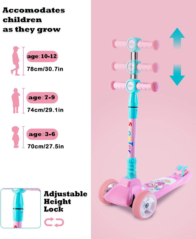 SULIVES 3 WHEEL SCOOTER FOR KIDS AGES 2-12 HEIGHT ADJUSTABLE CUBISM / MODERN ART - Like New