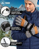 TOUGH OUTDOORS SKI & SNOW GLOVES - COLD WEATHER WATERPROOF - SMALL - GRAY/BROWN - Like New