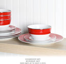 Martha Stewart Gracie Lane 12-Piece Porcelain Chip 138620-12R - Red/Gold Rim - Like New