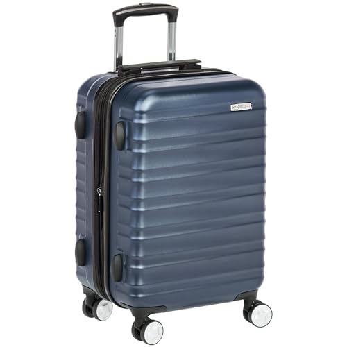 AMAZON BASICS HARDSIDE SPINNER LUGGAGE SUITCASE WHEELS 21" CARRY-ON - NAVY BLUE Like New