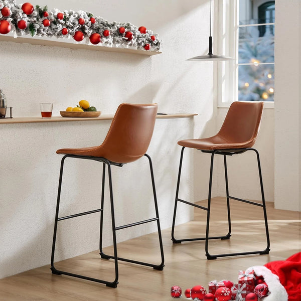 NEWBULIG 26 INCH COUNTER HEIGHT BAR STOOLS SET OF 2 - BROWN - Like New