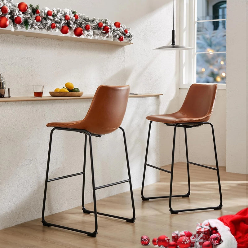 NEWBULIG 26 INCH COUNTER HEIGHT BAR STOOLS SET OF 2 - BROWN - Like New