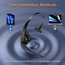 LEVN WIRELESS HEADSET BLUETOOTH HEADSET WITH MICROPHONE AI NOISE - BLACK - Brand New