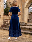 SIMPLEE WOMEN'S FORMAL VELVET MAXI DRESS FALL WINTER, SIZE: WOMEN L - NAVY BLUE - Like New
