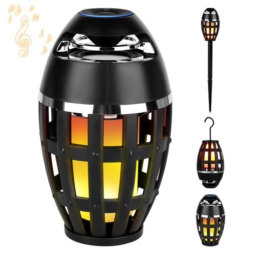 SS SUNSBELL OUTDOOR BLUETOOTH SPEAKER WIRELESS 5.0 LED FLAME LIGHT - BLACK - Like New