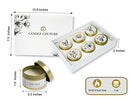 CANDLE COUTURE SCENTED AROMATHERAPY CANDLES 6 PACK SCENTED, GOLD/WHITE - Like New