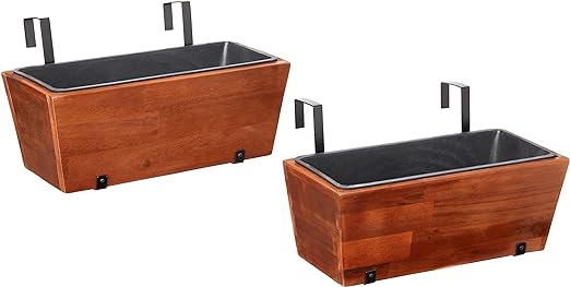 Amazon Aware Acacia Wood 18" Rectangular Planter 2-Pack131022PK-MO - Brown - Like New