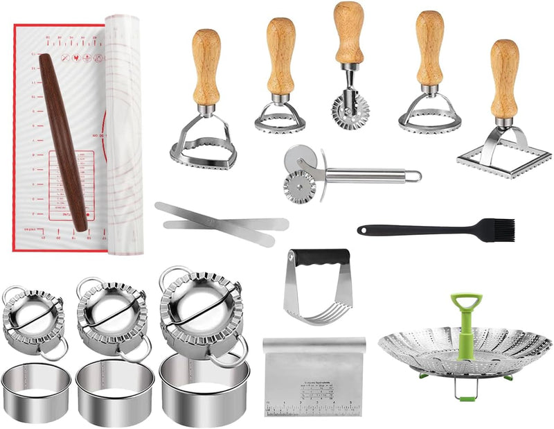 Yibidys Dumpling Maker & Ravioli Cutter - 20-In-1 Press & More - Stainless Steel - Like New
