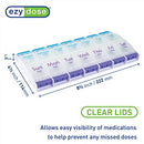 EZY DOSE PUSH BUTTON 7-DAY PILL CASE AM/PM, X-LARGE COMPARTMENTS - BLUE/PURPLE - Brand New