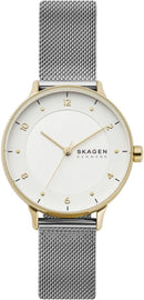 SKAGEN DENMARK SKAGEN WOMEN'S RIIS THREE-HAND 36MM STAINLESS STEEL - SILVER/GOLD - Brand New
