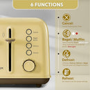 BUYDEEM DT640 4-Slice Toaster, 7 Shade Settings, 1.5" Wide Slots - Yellow - Brand New