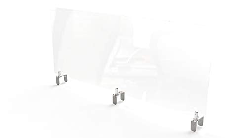 GHENT CLEAR PARTITION EXTENDER WITH ATTACHED CLAMP, 48 X 3.88 X 18, CLEAR - Brand New