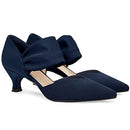 COUTGO WOMENS LOW KITTEN HEEL DRESS POINTED TOE SLIP ANKLE STRAP, SIZE 6 - NAVY - Like New