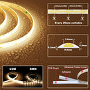 TOPAI 12V COB LED Strip Light 3000K Warm White Waterproof IP65 480LEDS/M - Like New