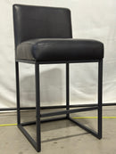 CARTERCHAIRR SET OF 2 FAUX LEATHER MODERN KITCHEN BAR COUNTER STOOLS METAL LEGS - Like New