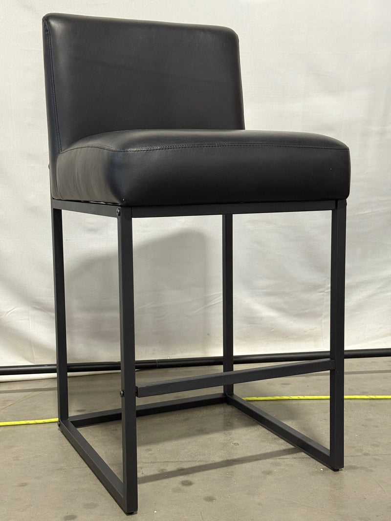 CARTERCHAIRR SET OF 2 FAUX LEATHER MODERN KITCHEN BAR COUNTER STOOLS METAL LEGS - Like New