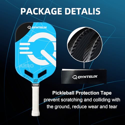 QYNTELIX PICKLEBALL PADDLES, 20MM POLYPROPYLENE HONEYCOMB CORE - BLUE - Like New