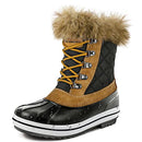 PIZZ ANNU Women's Snow Boots Winter Duck Boots Warm Waterproof Shoes Black/Brown - Brand New