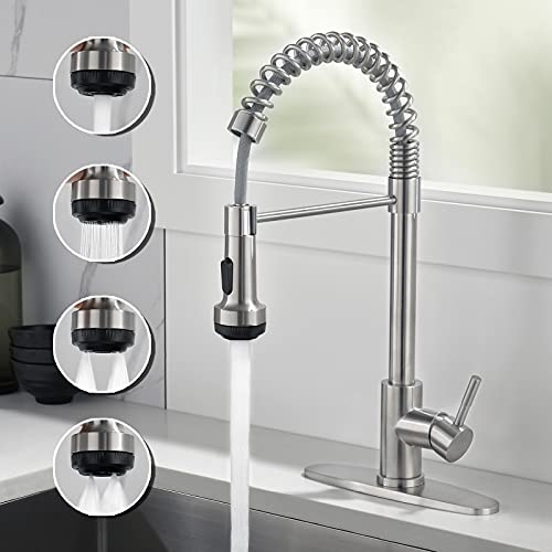 Rainovo Kitchen Faucet Brushed Nickel with 4 Mode Pull Down Sprayer - Like New
