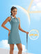 FKEEP Women's Golf Tennis Dress Sport Activewear Zipper V-Neck, Lake Blue, XS - Brand New