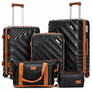 ROSAMO 5-PIECE HARD SHELL EXPANDABLE LUGGAGE SET CARRY-ON RSM001 - BLACK - Brand New