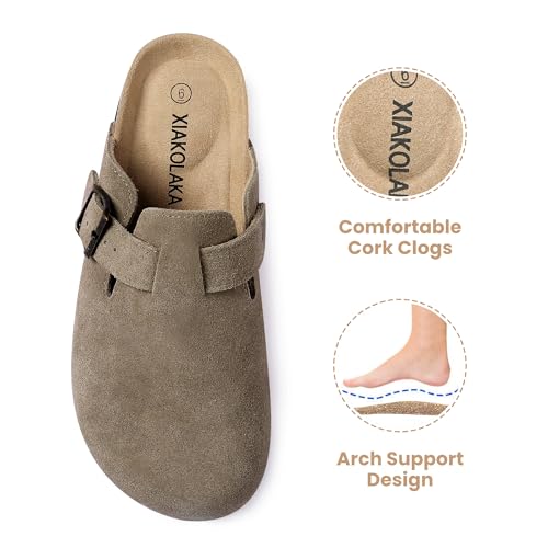 XIakolaka Women Suede Clogs Adjustable Buckle Slip On Home Clog - Scratch & Dent