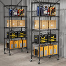SINGAYE 5 Shelves Storage Wire Shelf Closet Metal Shelving Pantry Wheels - Black - Brand New