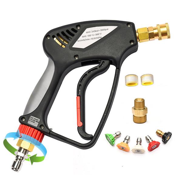 ANJIESENG SHORT PRESSURE WASHER GUN WITH 360 SWIVEL 5000 PSI / 10.5 GPM - BLACK - Like New