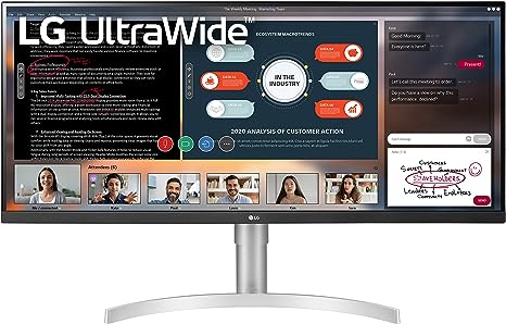 LG UltraWide Monitor 34" FHD 2560 x 1080 IPS Display VESA 34WN650-W - Silver - Like New