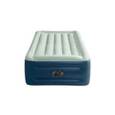 INTEX AIR MATTRESS OFF-WHITE/BLUE TWIN ELEVATED 18" REST INTERNAL PUMP - BLUE - Like New