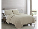 ZAFIRA 100% COTTON STITCHED 3 PIECE QUILT AND SHAM SET, FULL/QUEEN - LIGHT TAUPE - Like New