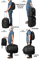 Hypath 2-in-1 Convertible Travel Bag - Use as Backpack with Wheels - Black - Brand New
