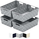 Woven Storage Baskets Organizing 4 Fabric Empty Organizer Bins 10QT - Dark Grey - Like New