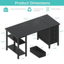 Lufeiya Gaming Desk with 4 Fabric Drawers & Storage Shelves 47 Inch - Black - Like New