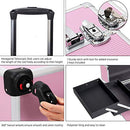 Yaheetech 4-in-1 Rolling Makeup Train Case Aluminum Cosmetic Trolley Pink - Brand New