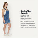 AEWM54002M25-MBV-2XL Amazon Essentials Women's Denim Short Overalls XXL - Like New