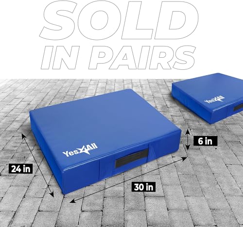 Yes4All Exercise Mats 6" Silencer Drop Pads PVC Cover, UZAJ1 - Blue/White - Like New