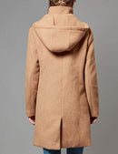 Escalier Women Wool Coat Hoodie Winter Classic Duffle Toggle Pea Coats Camel M - Like New