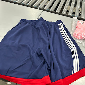 JUMPSTART BASKETBALL SHORTS WITH NAVY WHITE STRIPES RED TRIM - L - NAVY/RED - Brand New