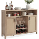ALAXGUMROL COFFEE BAR CABINET RATTAN BUFFET SIDEBOARD STORAGE D02001N - OAK - Like New